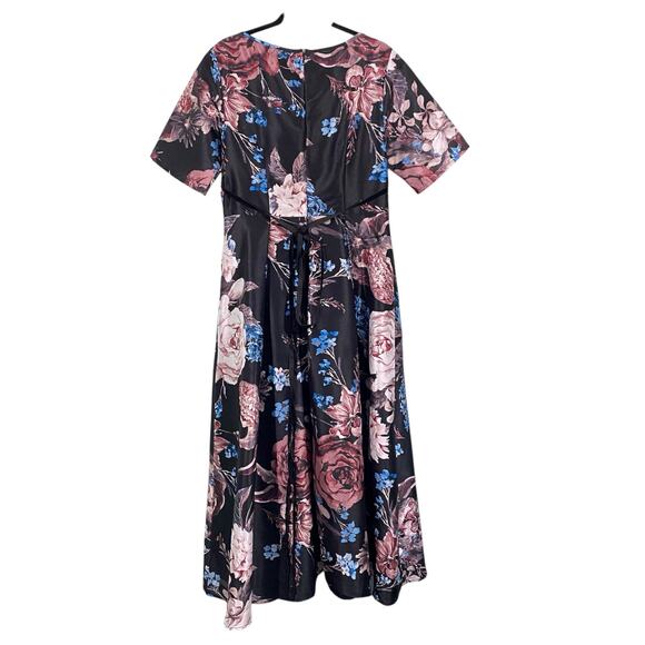 eShakti Women's Allover Floral Short Sleeve Hi-Low Maxi Gown Size 1X - 16W - Picture 8 of 8